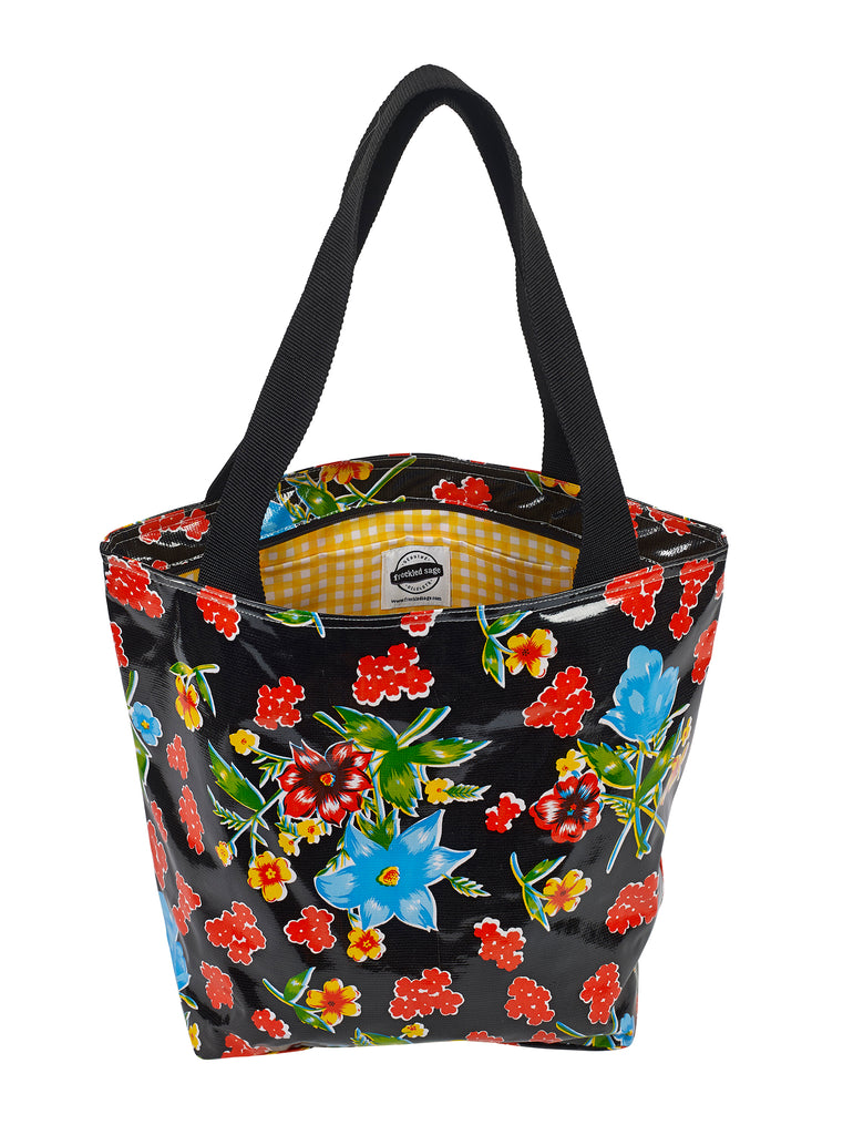 Freckled Sage Oilcloth Zip Tote Bag in Istanbul Black
