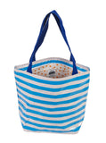 Freckled Sage Oilcloth Zip Tote Bag in Stripe Light Blue