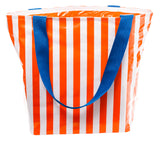 Freckled Sage Oilcloth Zip Tote Bag in Stripe Orange