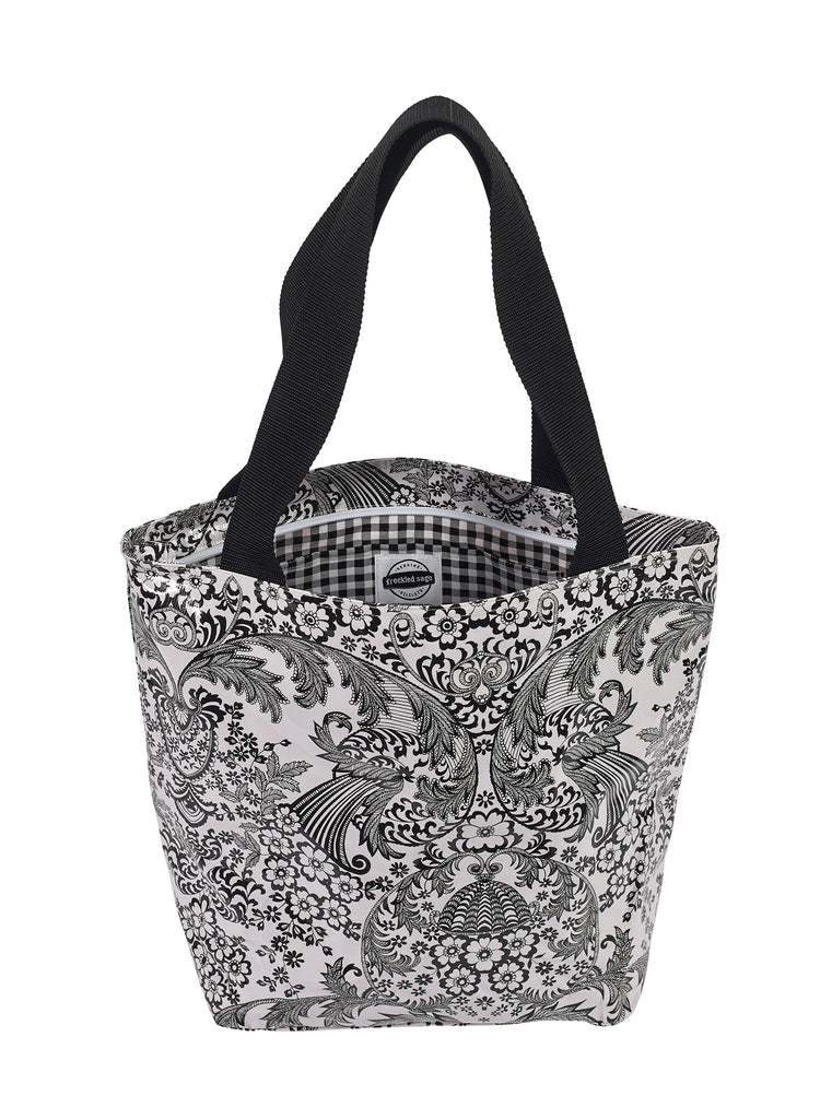 Freckled Sage Oilcloth Zip Tote Bag in Toile Black