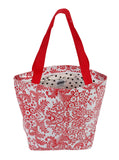 Freckled Sage Oilcloth Zip Tote Bag in Red Toile