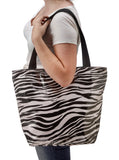 Freckled Sage Oilcloth Zip Tote Bag in Zebra
