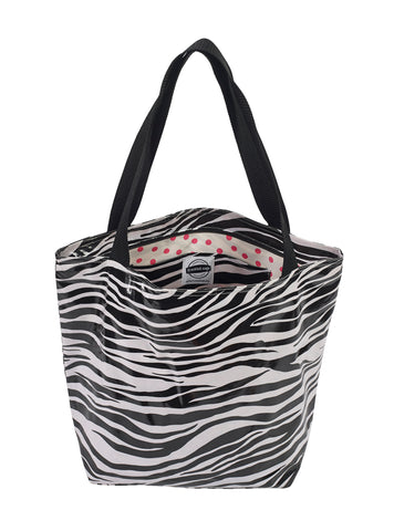 Freckled Sage Oilcloth Zip Tote Bag in Zebra