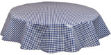 Round Oilcloth Tablecloths in Navy Gingham
