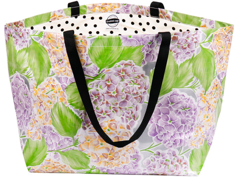 Freckled Sage Extra Large Oilcloth Tote in Hydrangea Silver