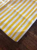 48 x 89 Stripe Yellow Oilcloth Tablecloth with Lime Gingham Trim