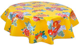 Freckled Sage Round Tablecloth Lemons & Roses on Yellow