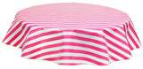 Round Oilcloth Tablecloths in Stripe Pink
